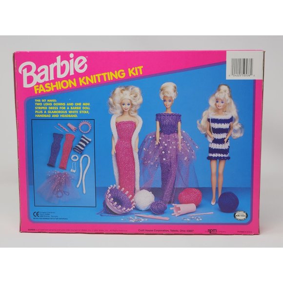 Brand New Vintage Barbie Fashion Knitting Kit With Glitter Yarn #50536‎ 1993 - Picture 2 of 12